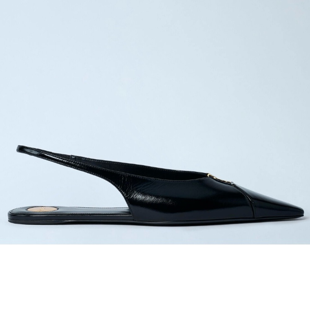 SAINT LAURENT Babylone YSL logo slingback flats - Picture 4 of 6